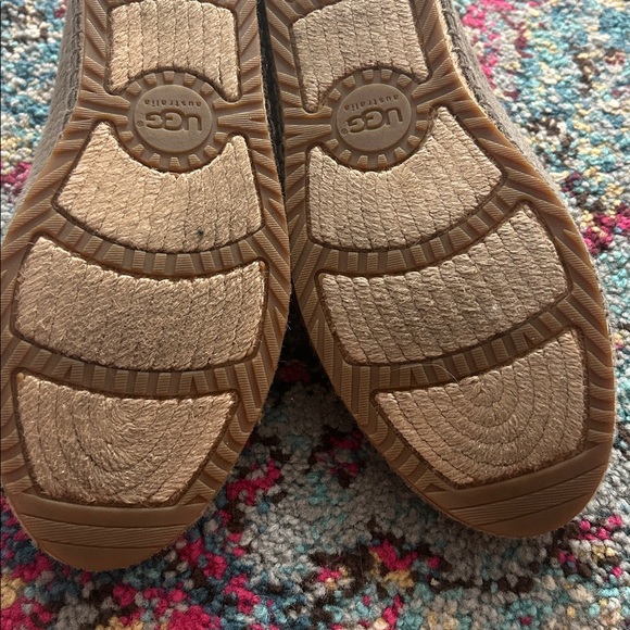 UGG Sandrinne Calf Hair Scales Espadrille Gray Flat Slip On 1007150 Size 8 - Picture 9 of 10